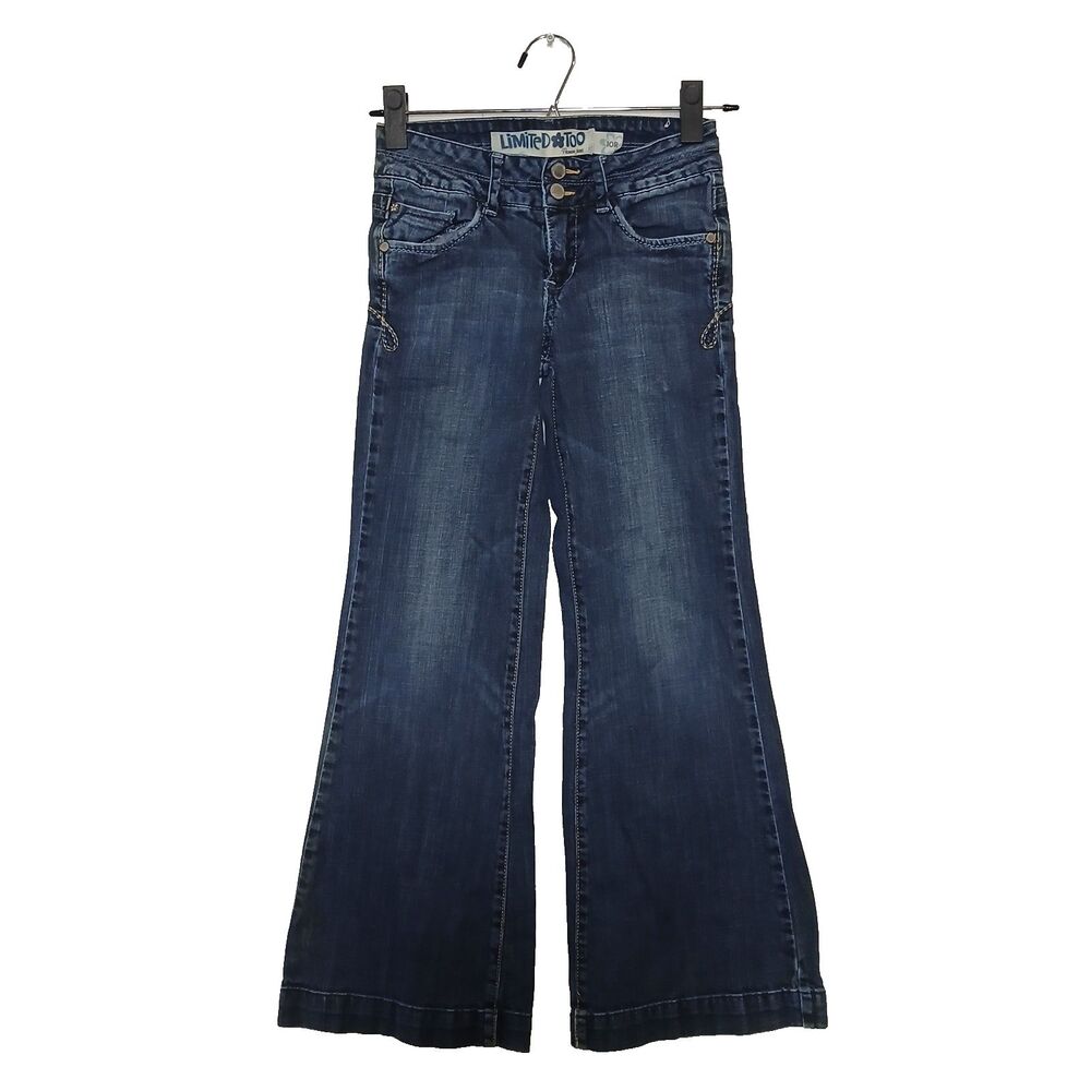 Vintage The Limited Too Jeans Girls Size 10R Blue Flared Super Low Rise #935